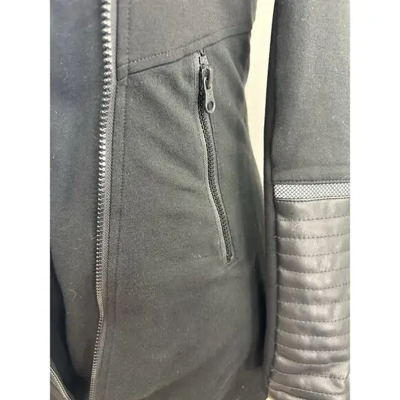 Blanc Noir Traveler Jacket Hooded Open Front Asymmetric Zip Padded Black Small - Picture 6 of 15